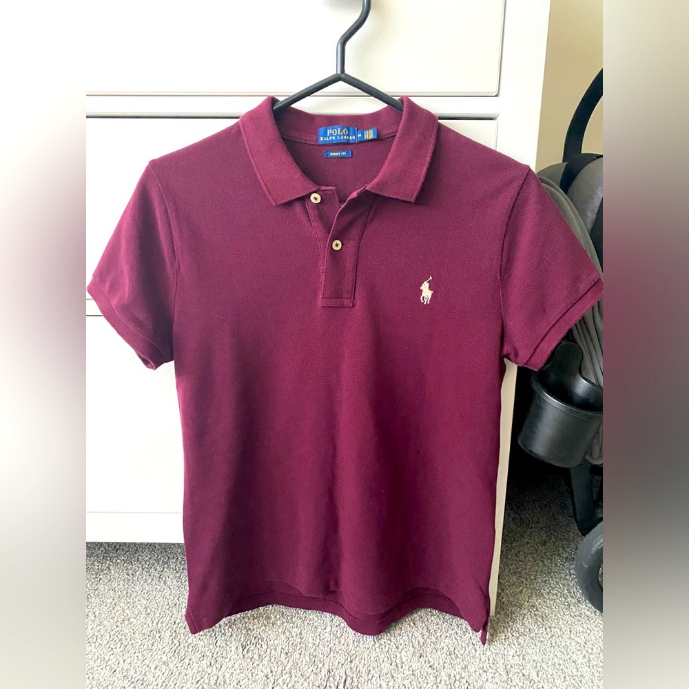 Ralph Lauren Classic Preppy Polo Shirt Burgundy (Women’s M, skinny fit)